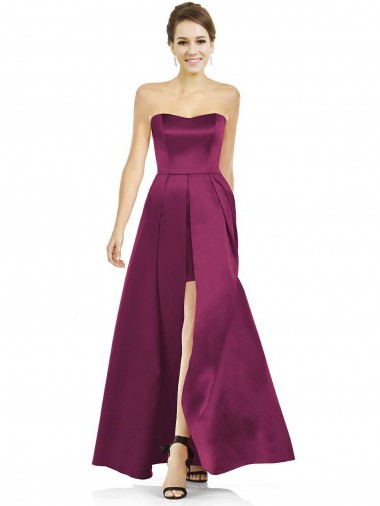 Full Length Strapless Long Satin Bridesmaid Dress with Sweetheart Neckline Brisbane