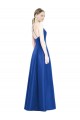 Full Pleated V-Neck Long Satin Bridesmaid Dress with Criss Cross Open Back Brisbane