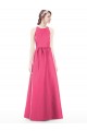 Jewel Neck Keyhole Back Sleek Long Satin Bridesmaid Dress Brisbane