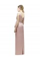 Sleeveless V-Neck Long Satin Bridesmaid Dress with Draped Bodice and Tiered Bow Brisbane