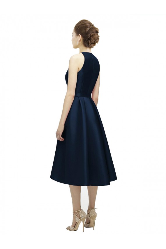 Halter Neck Short Tea Length Sleeveless Satin Bridesmaid Dress Brisbane