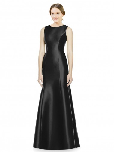 Full Length Mermaid Long Satin Bridesmaid Dress with Keyhole Back Brisbane