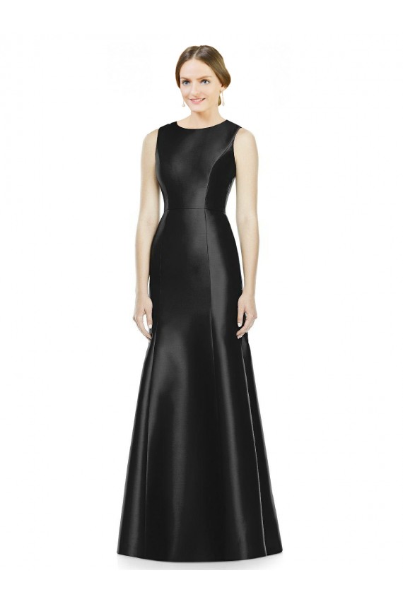 Full Length Mermaid Long Satin Bridesmaid Dress with Keyhole Back Brisbane