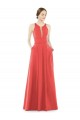 Sheer V-Neck Tulle Illusion Long Satin Bridesmaid Dress Brisbane