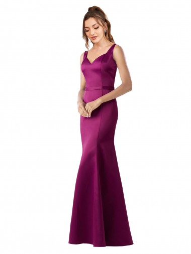 Fitted Sexy Open Back Formal Satin Bridesmaids Dress with Floral Details Brisbane