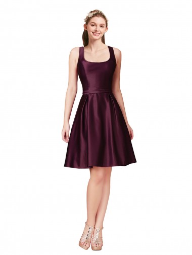 Classic Cocktail Knee Length Satin Bridesmaid Dress / Prom Dress with V Back and Bow Detail Brisbane