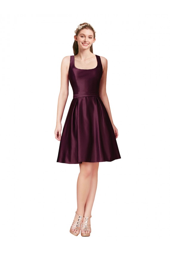 Classic Cocktail Knee Length Satin Bridesmaid Dress / Prom Dress with V Back and Bow Detail Brisbane