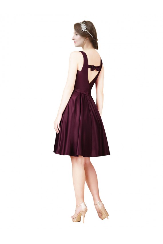 Classic Cocktail Knee Length Satin Bridesmaid Dress / Prom Dress with V Back and Bow Detail Brisbane