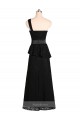 Long One Shoulder Satin Bridesmaid Dress with Bow Ties Brisbane