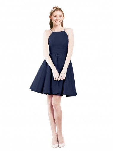 Halter Neck Short Knee Length Satin Cocktail Bridesmaid Dress Brisbane