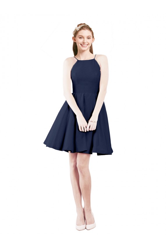 Halter Neck Short Knee Length Satin Cocktail Bridesmaid Dress Brisbane