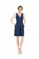 Deep V-Neck Short Knee Length Satin Cocktail Bridesmaid Dress with Slimming Pleats Brisbane