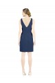 Deep V-Neck Short Knee Length Satin Cocktail Bridesmaid Dress with Slimming Pleats Brisbane