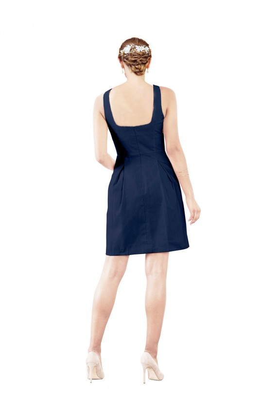 V-Neck A-Line Satin Cocktail Bridesmaid Dress with Pockets Brisbane