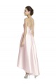 Long High-Low Halter Satin Bridesmaid Dress with Criss-Cross Back Brisbane