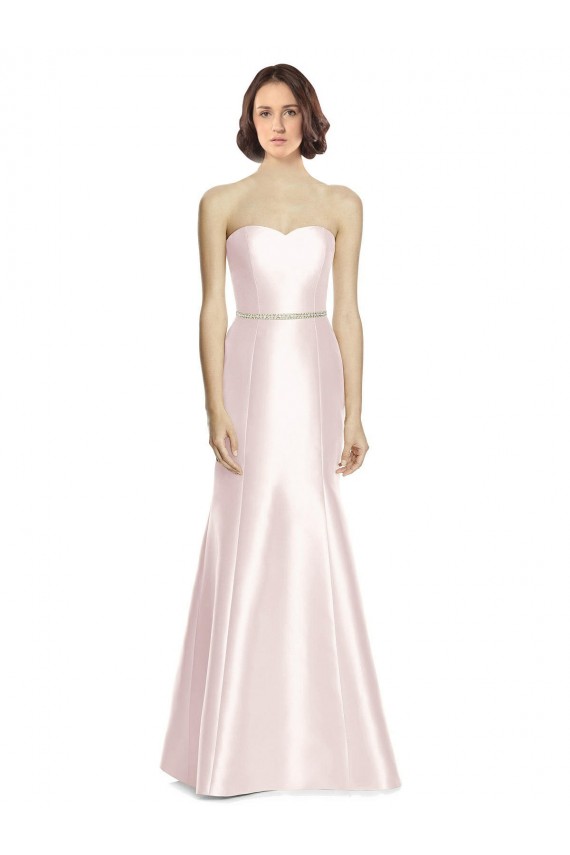 Long Sweetheart Satin Bridesmaid Dress with Slim Beaded Sash Brisbane
