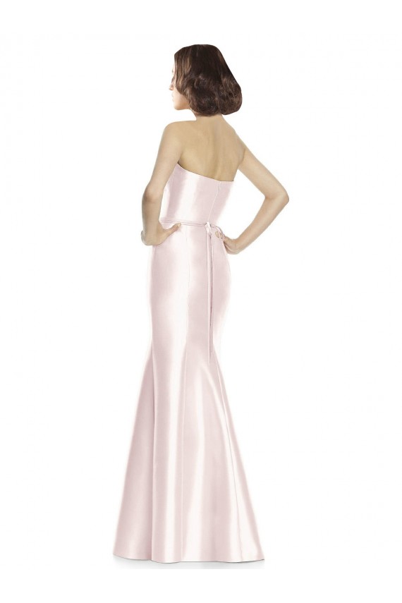 Long Sweetheart Satin Bridesmaid Dress with Slim Beaded Sash Brisbane