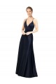 Sexy Satin Bridesmaids Dress with Deep V-Neckline and Strappy Back Brisbane