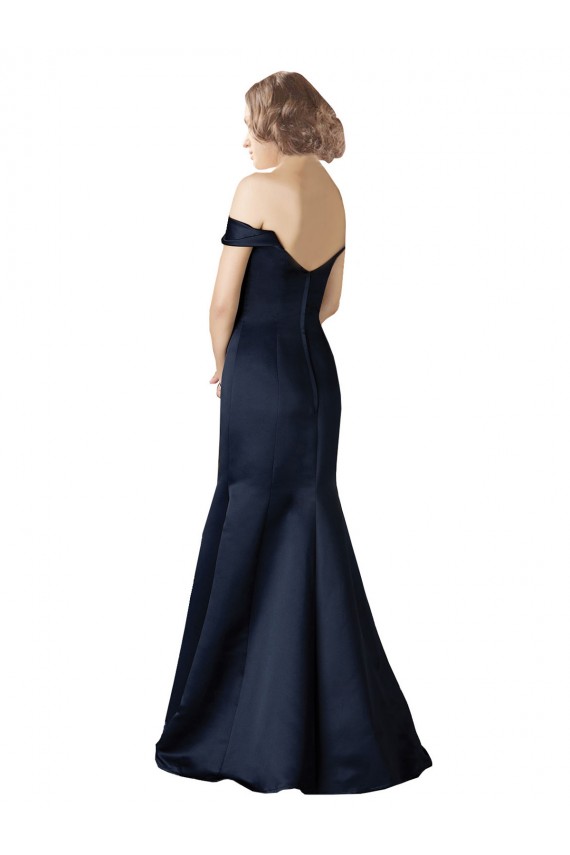 Fit and Flare Satin Bridesmaid Dress / Prom Dress with Off the Shoulder Neckline Brisbane