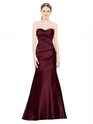 Mermaid Sweetheart Soft Formal Satin Bridesmaid Dress / Prom Dress with Pleats Brisbane