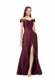 Long Off the Shoulder Formal Satin Bridesmaid Dress / Prom Dress with Thigh-high Slit Brisbane