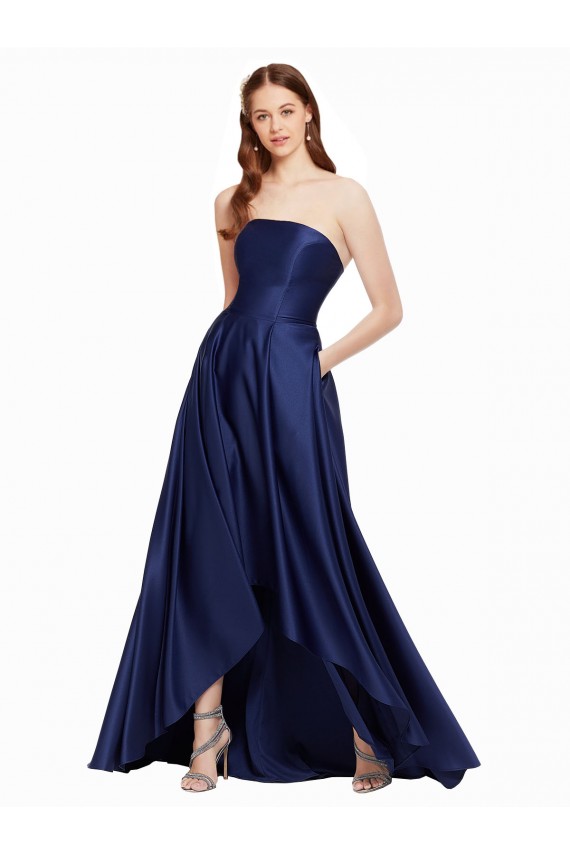 High Low Strapless Formal Satin Bridesmaid Dress / Prom Dress with Pockets Brisbane