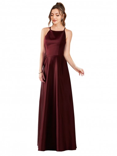 Sleek Satin Bridesmaids Dress with Pockets Brisbane