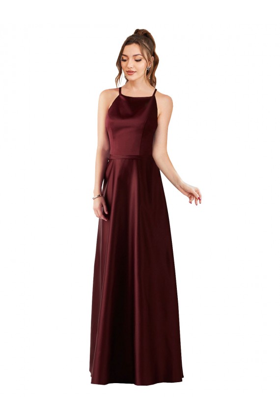 Sleek Satin Bridesmaids Dress with Pockets Brisbane