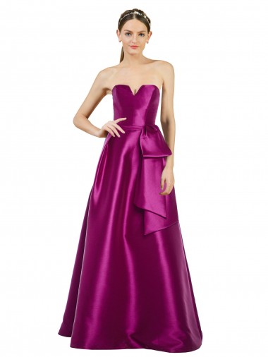 Sleeveless V-Neck Long Satin Bridesmaid Dress / Prom Dress with Bow Waist Brisbane