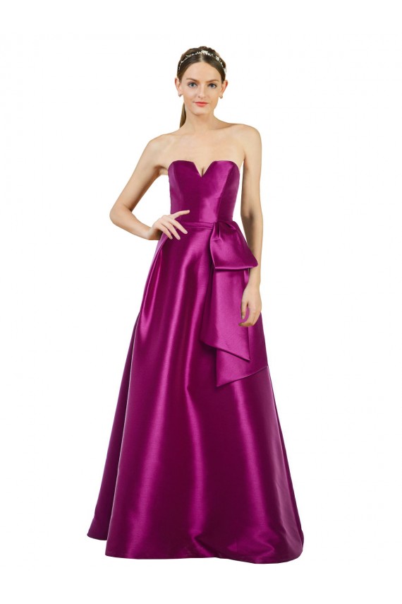 Sleeveless V-Neck Long Satin Bridesmaid Dress / Prom Dress with Bow Waist Brisbane
