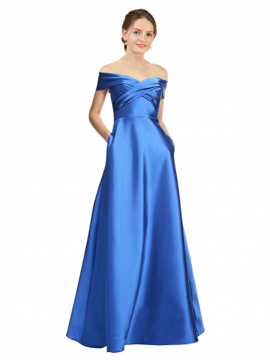 Sleeveless Off the Shoulder Ball Gown Formal Satin Bridesmaid Dress / Prom Dress Brisbane