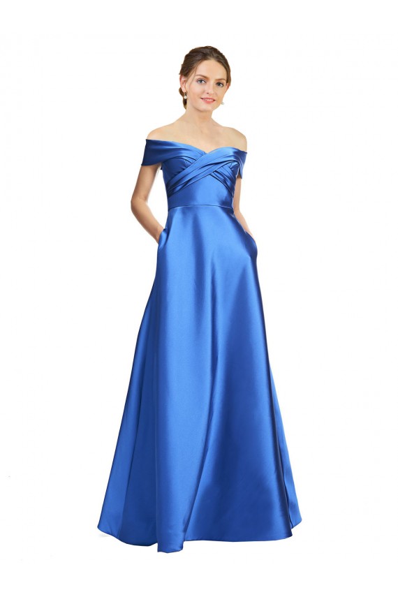 Sleeveless Off the Shoulder Ball Gown Formal Satin Bridesmaid Dress / Prom Dress Brisbane