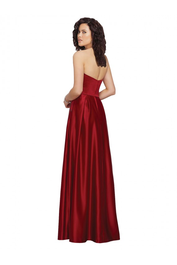 Strapless Satin Bridesmaids Dress with Beaded Pocket and Soft Pleating Brisbane