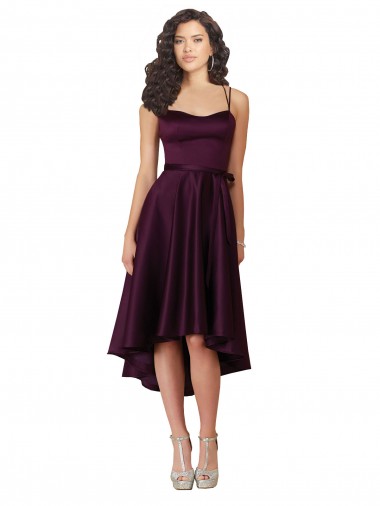 Elegant High Low Satin Bridesmaid Dress / Prom Dress with Criss Cross Back Brisbane