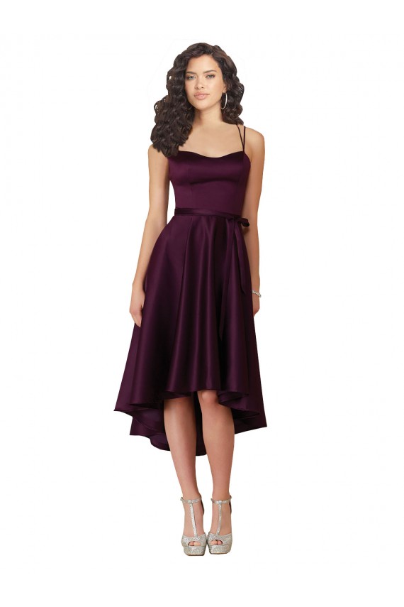 Elegant High Low Satin Bridesmaid Dress / Prom Dress with Criss Cross Back Brisbane