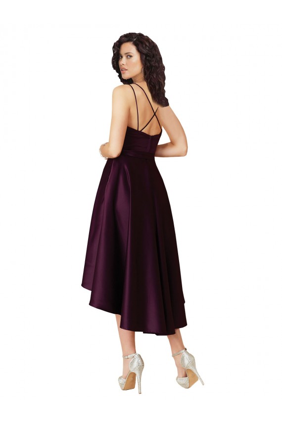 Elegant High Low Satin Bridesmaid Dress / Prom Dress with Criss Cross Back Brisbane