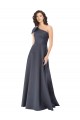 Rouched One Shoulder Floor Length Formal Satin Bridesmaid Dress / Prom Dress with Bow Brisbane