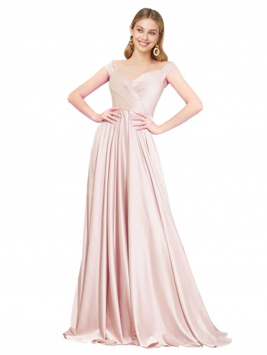 A-Line Off the Shoulder Sweetheart Formal Satin Bridesmaid Dress / Prom Dress Brisbane