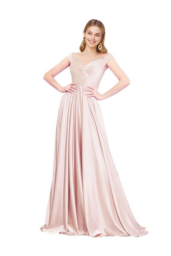 A-Line Off the Shoulder Sweetheart Formal Satin Bridesmaid Dress / Prom Dress Brisbane