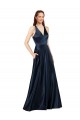 Long Formal Satin Bridesmaid Gown with Halter Neckline Brisbane