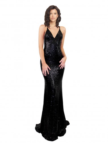 Sleek Fishtail Shaped Open Back Formal Sequin Bridesmaid Dress / Prom Dress Brisbane