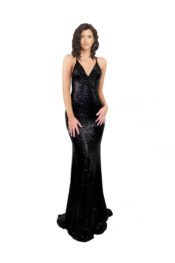 Sleek Fishtail Shaped Open Back Formal Sequin Bridesmaid Dress / Prom Dress Brisbane