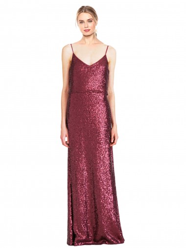 High Neck Halter Long Slim Formal Sequin Bridesmaid Dress / Prom Dress with V-Neck and Blouson Bodice Brisbane