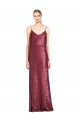 High Neck Halter Long Slim Formal Sequin Bridesmaid Dress / Prom Dress with V-Neck and Blouson Bodice Brisbane