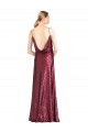 High Neck Halter Long Slim Formal Sequin Bridesmaid Dress / Prom Dress with V-Neck and Blouson Bodice Brisbane