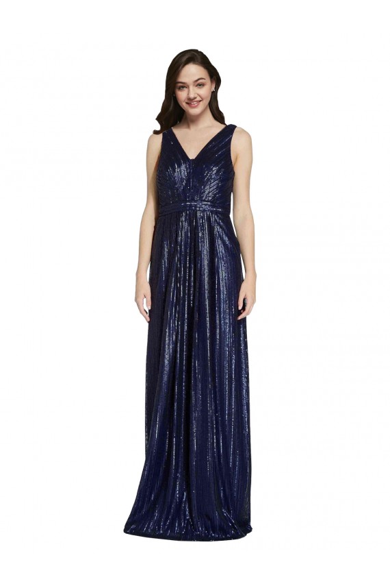 Long V-Neck Sparking Formal Sequin Bridesmaid Dress / Prom Dress with Low V-Back Brisbane