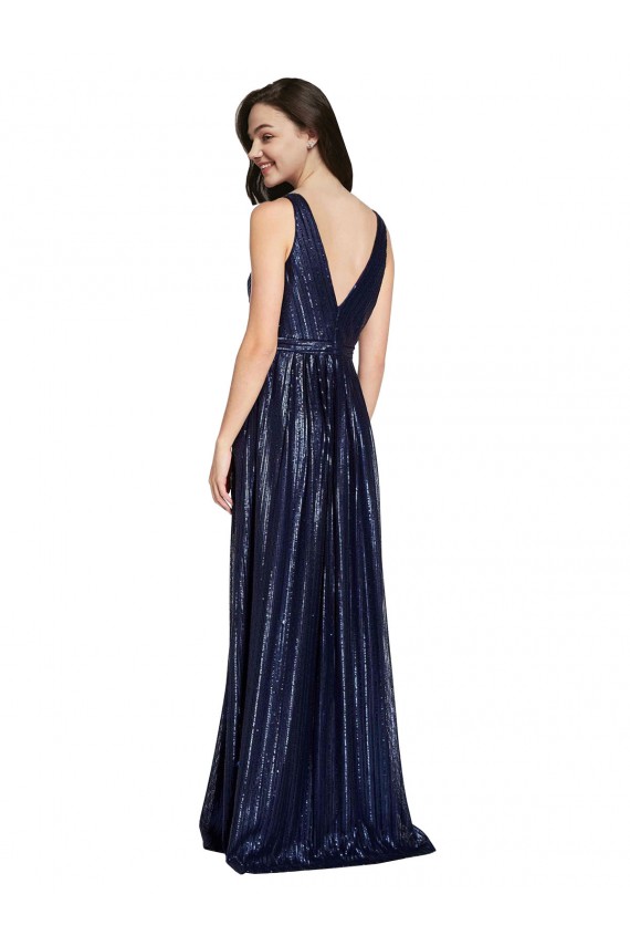 Long V-Neck Sparking Formal Sequin Bridesmaid Dress / Prom Dress with Low V-Back Brisbane