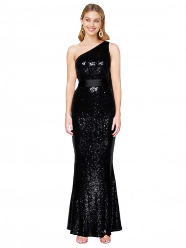Draped One Shoulder Long Full Length Formal Sequin Bridesmaid Dress / Prom Dress Brisbane