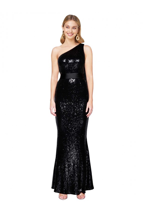 Draped One Shoulder Long Full Length Formal Sequin Bridesmaid Dress / Prom Dress Brisbane