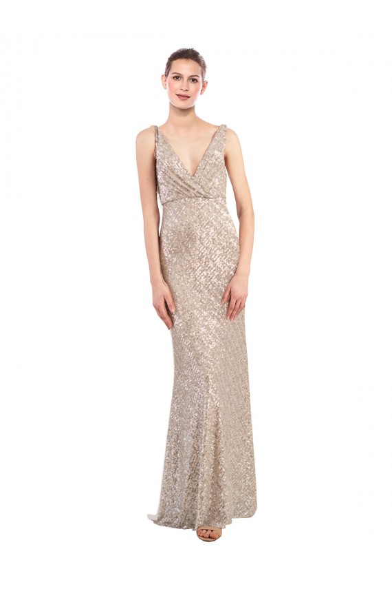 Faux Surplice V-Neck Slim Formal Sparkling Sequin Bridesmaid Dress / Prom Dress Brisbane